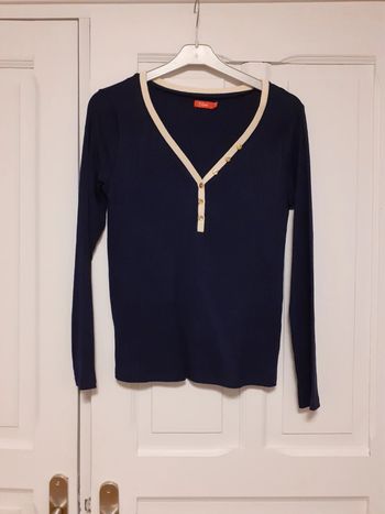 Tee-shirt  bleu Marine/crème 42/44