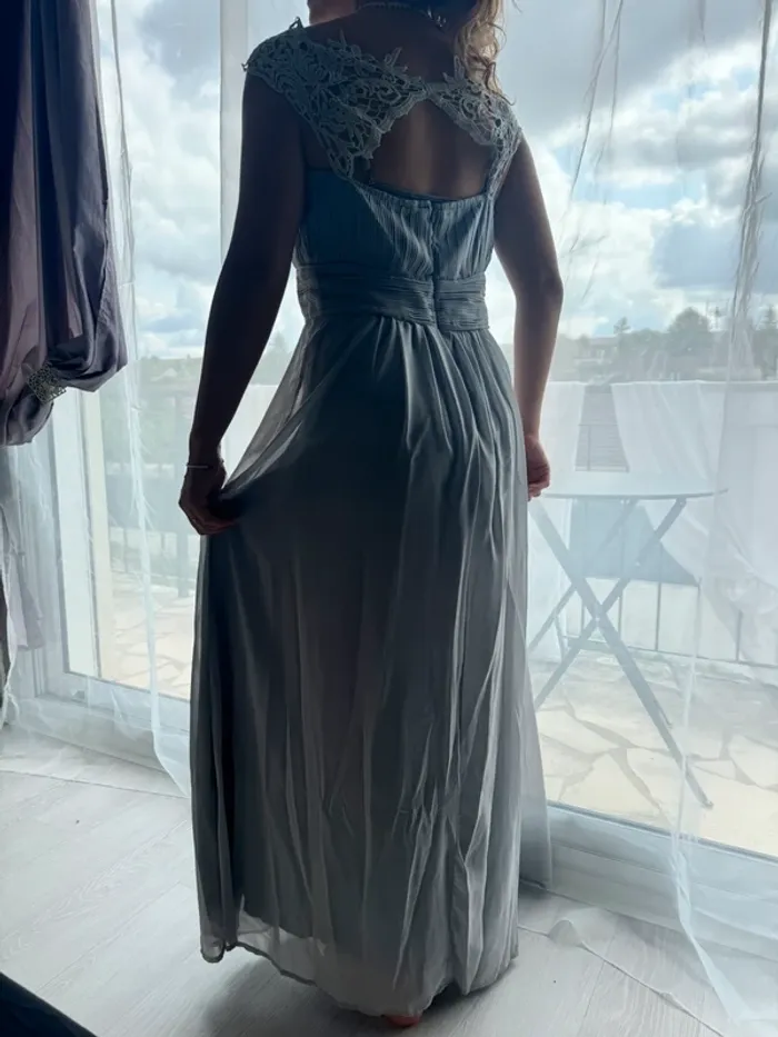 Robe de demoiselle d’honneur grise – Taille S – Longue & élégante - photo numéro 2