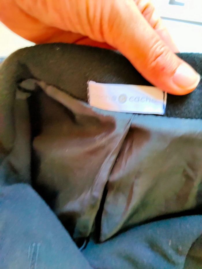 Manteau élégant noir à dessins blancs taille 42 marque cache cache - photo numéro 2