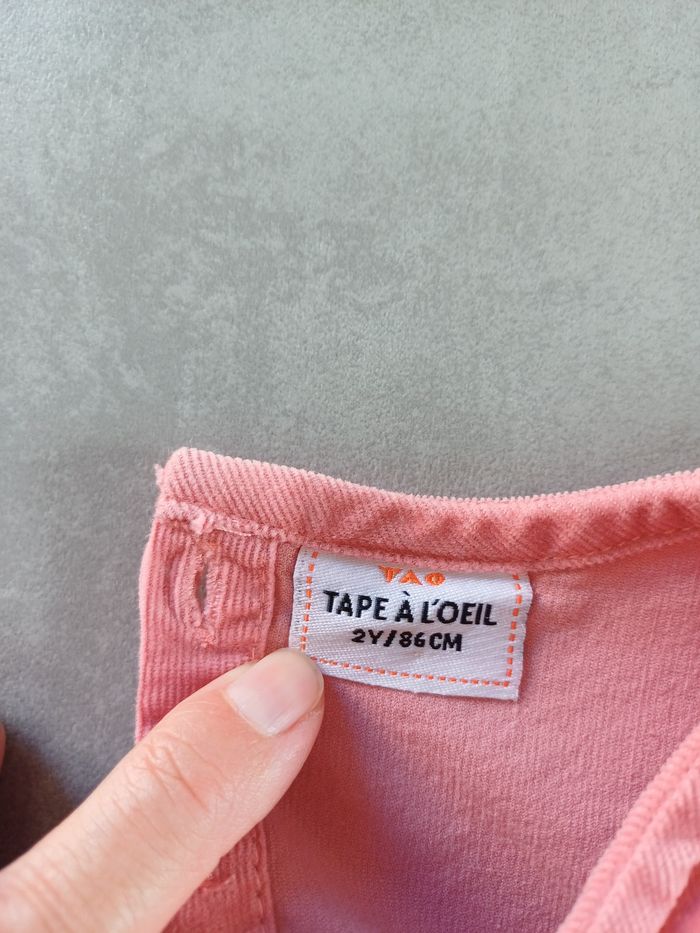 Robe manches longues en velours rose TAO 2 ans très bon état - photo numéro 4