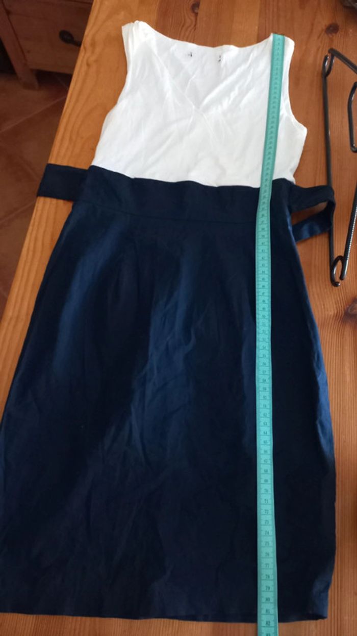 Robe bi-matière bleu/blanc - photo numéro 6