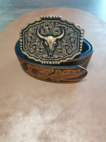 Ceinture de cowboy country taureau dorée