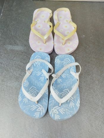 Tong fille pointure 29 -30 2 paires bleu et rose