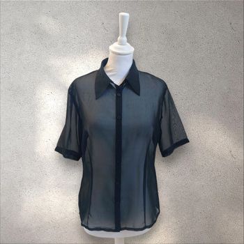 Chemise manches courtes noir transparente taille M