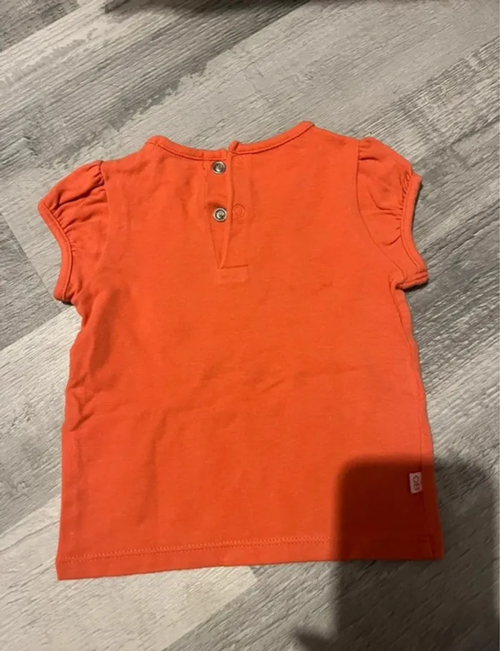 Tee shirt MC orange 3 mois Obaibi bb fille - photo numéro 3