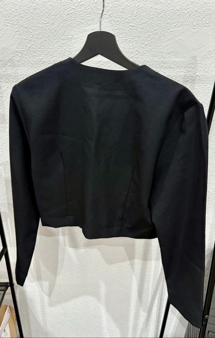 Boléro noir uni vintage manches longues- Taille S/M - photo numéro 2