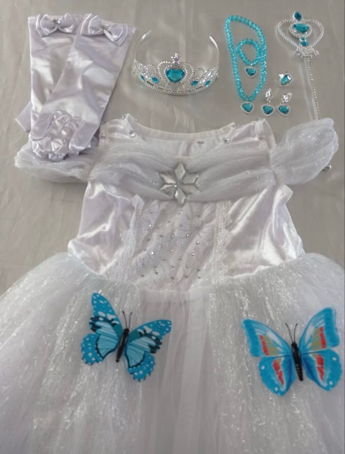 Déguisement robe princesse blanche papillon 5-6ans - photo numéro 5