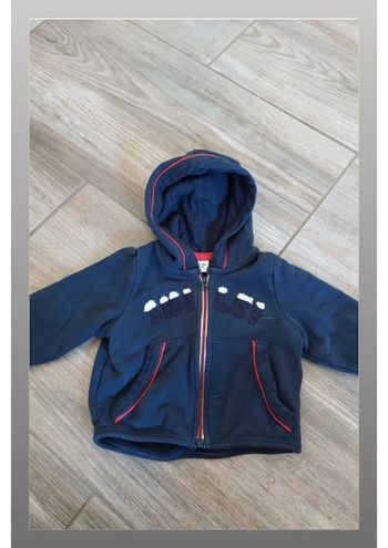 Beau gilet zippé bleu tape à l œil 12 mois