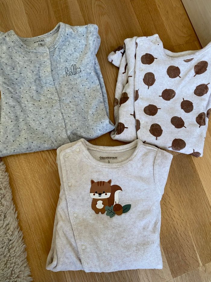 Lot 3 pyjamas grenouillère bébé - photo numéro 2