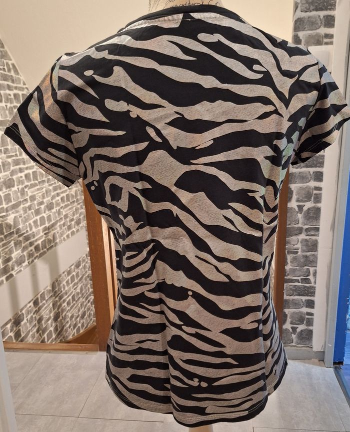 Tee-shirt Kenzo Kids noir zébré argenté - photo numéro 4