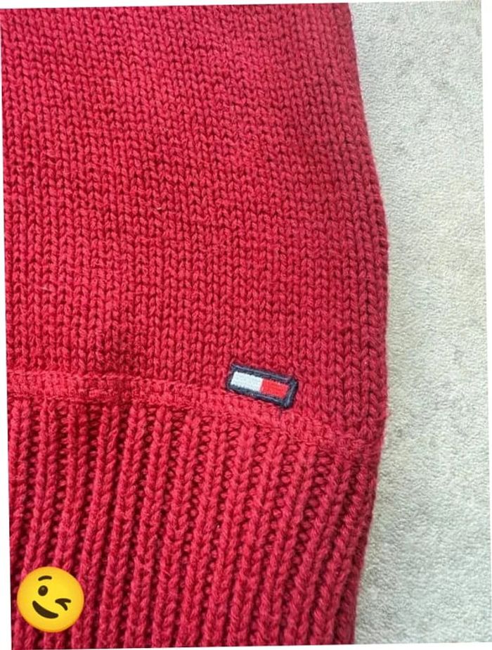 Pull Tommy Hilfiger Col V Taille L rouge Femme Women PULL188 - photo numéro 2