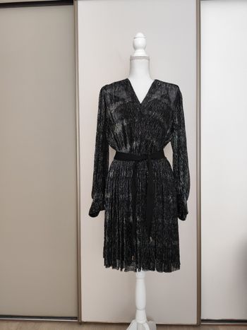 Robe de soirée Maje taille 36 noire métallisée argent