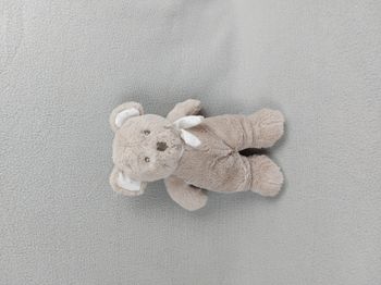 Peluche doudou ours POMMETTE gris taupe blanc étoiles écharpe pois 25 cm TBE