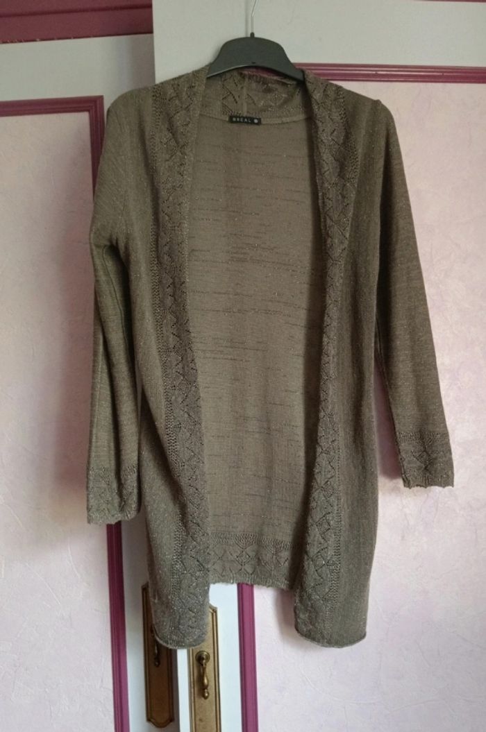 Gilet beige à strass Bréal T.2(38) long - photo numéro 4