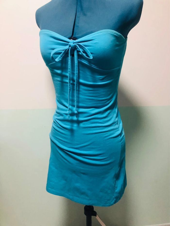 Robe bustier bleu turquoise moulante sexy plage 34 xs - photo numéro 4