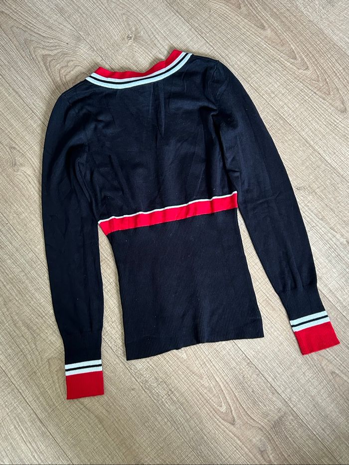 Pull noir rouge et argenté à manches longues Morgan taille S excellent état - photo numéro 8