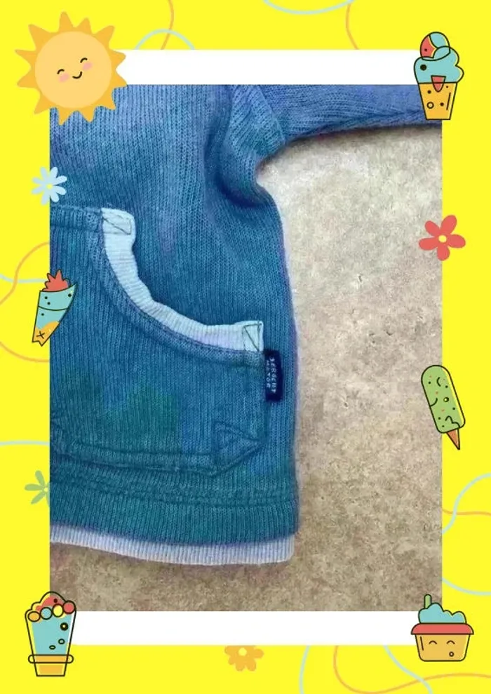 Gilet zippé à capuche bleue Sergent Major 12 mois - photo numéro 7