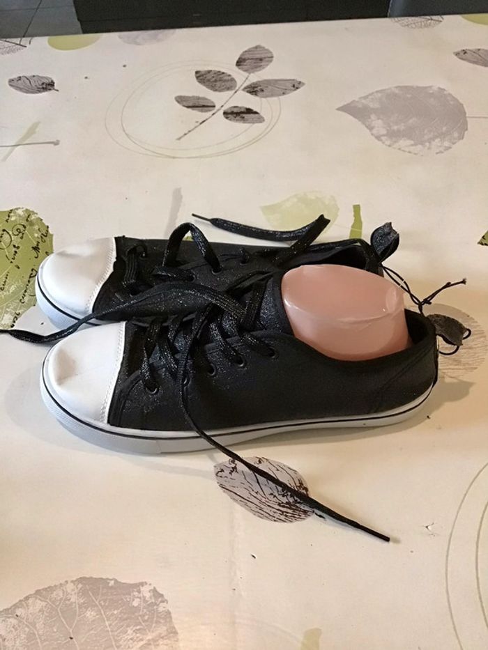 Basket basse noir pailleté et blanche taille 38 - photo numéro 4