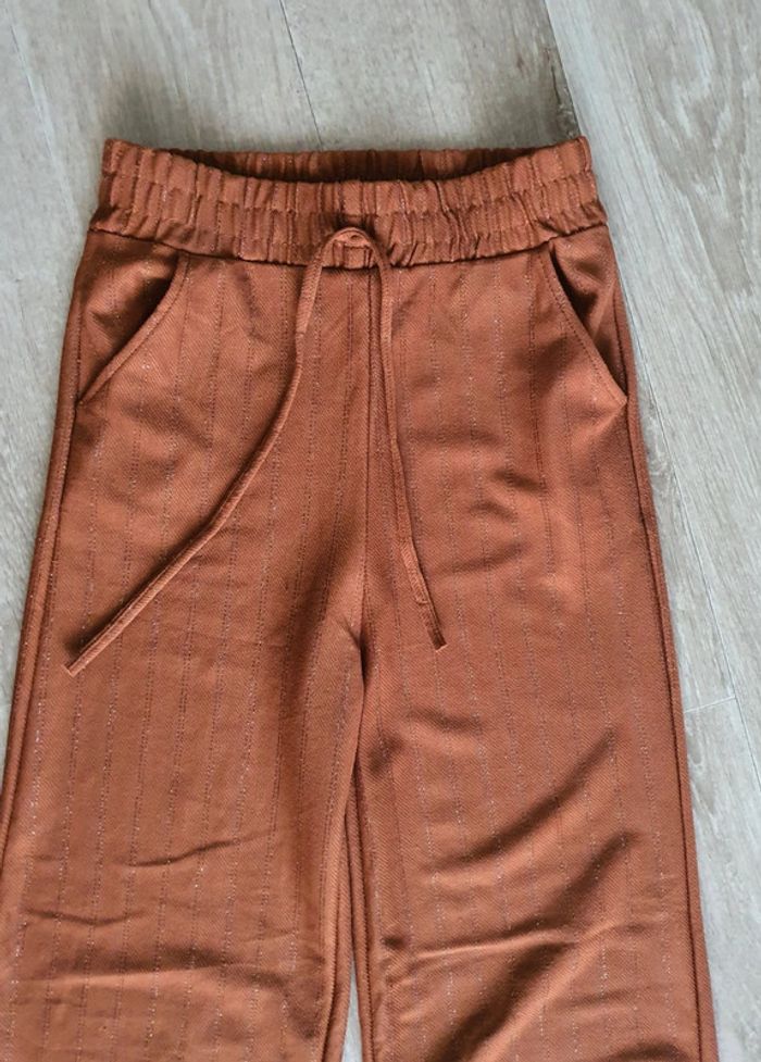 Pontalon marron taille élastique s/m à jambes larges - photo numéro 3