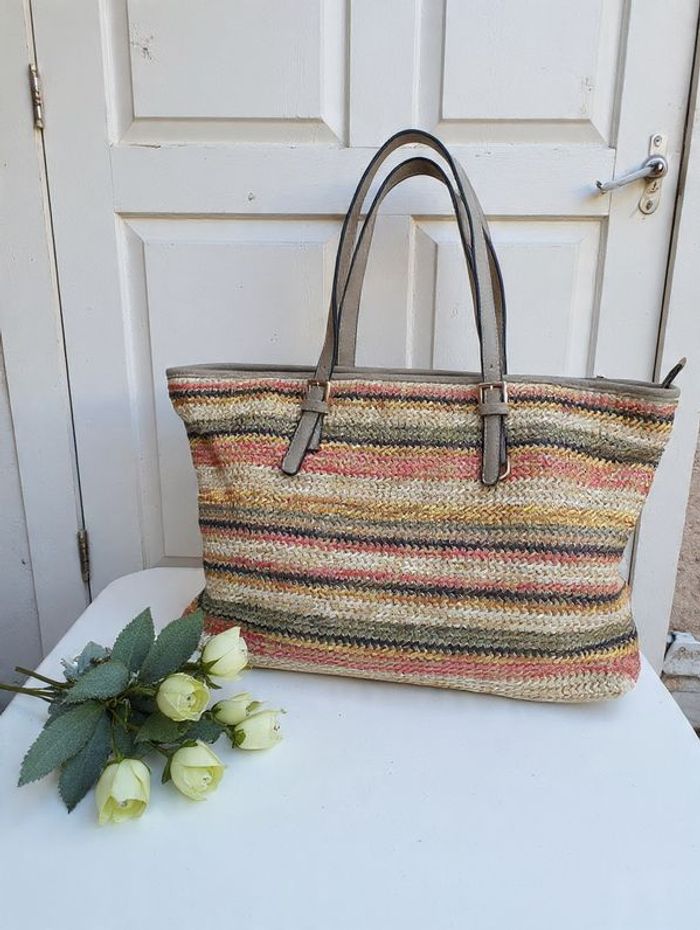 grand sac cabas fourre-tout multicolore de la marque Flora & Co état neuf