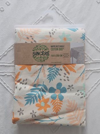 Nappe rectangle 100% coton bio Antitache neuf