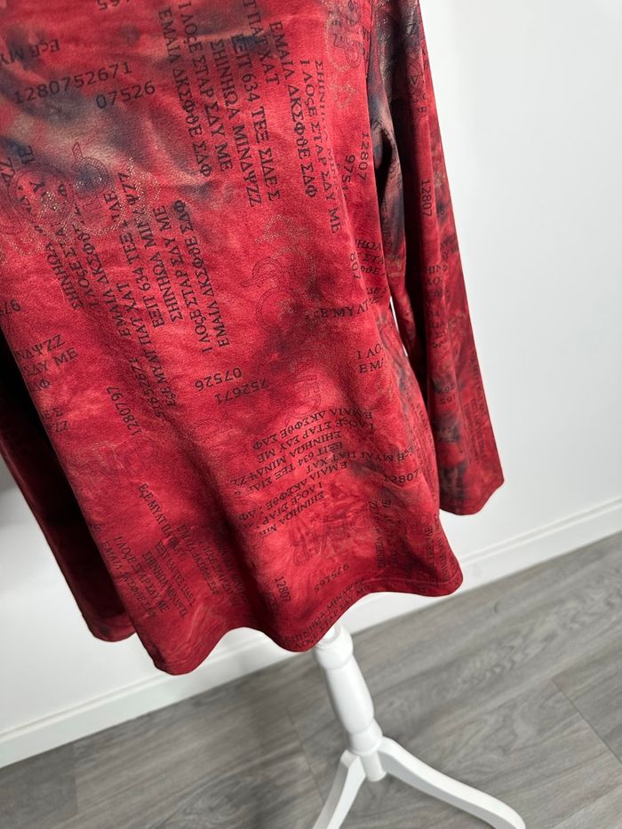 T-shirt à manches longues rouge bordeaux doré Guy Dubois Vintage T46 3XL - photo numéro 4