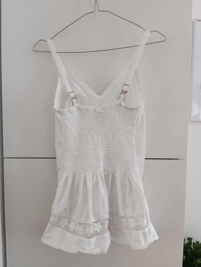 Top débardeur blanc en coton brodé, perles - photo numéro 5