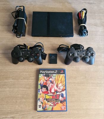 Lot Console PlayStation 2 PS2 Slim + 2 Manettes + 1 Carte Mémoire & Jeu Dragon Ball Z