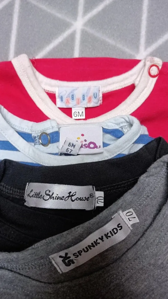 🦁 Lot 4 t-shirts manches longues, 6 mois garçon - photo numéro 2