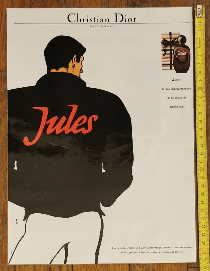 Ancienne publicité plastifiée Jules dior début années 80 vintage