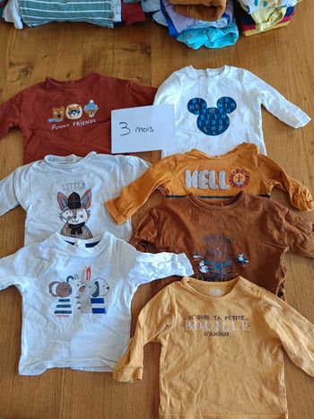 Lot tee shirt manches longues 3 mois