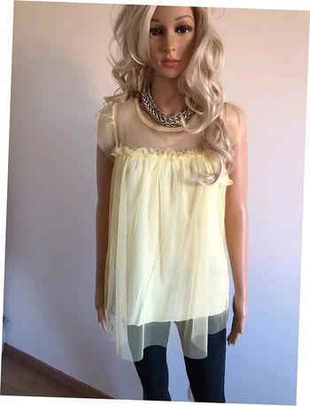 Blouse jaune à manches courtes avec tulle New Collection taille unique jamais portée