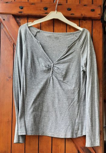 T-shirt femme gris manches longues, taille 38