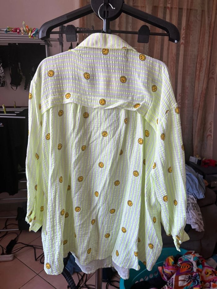 Chemise ML smiley jaune fluo - photo numéro 2