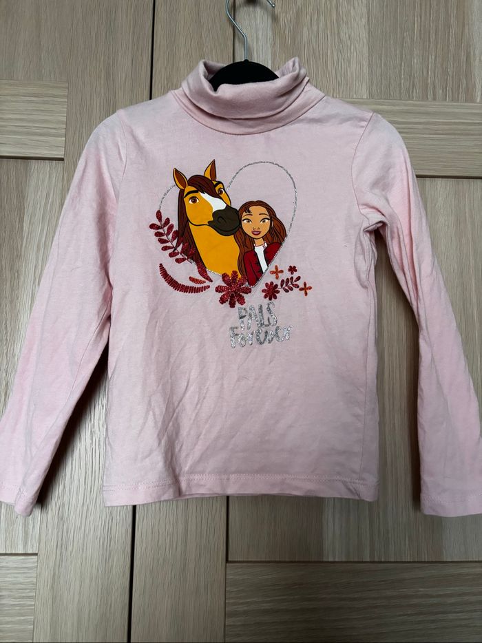 Tee shirt rose cheval SPIRIT t.4ans