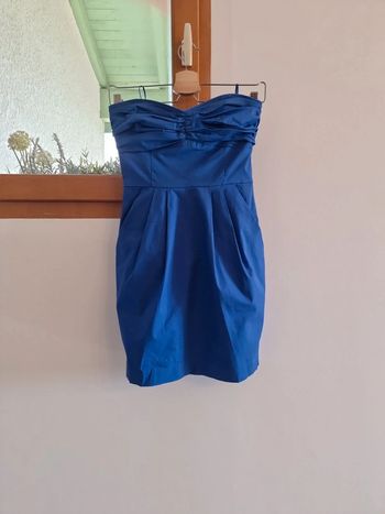 Robe bustier bleu avec poches
