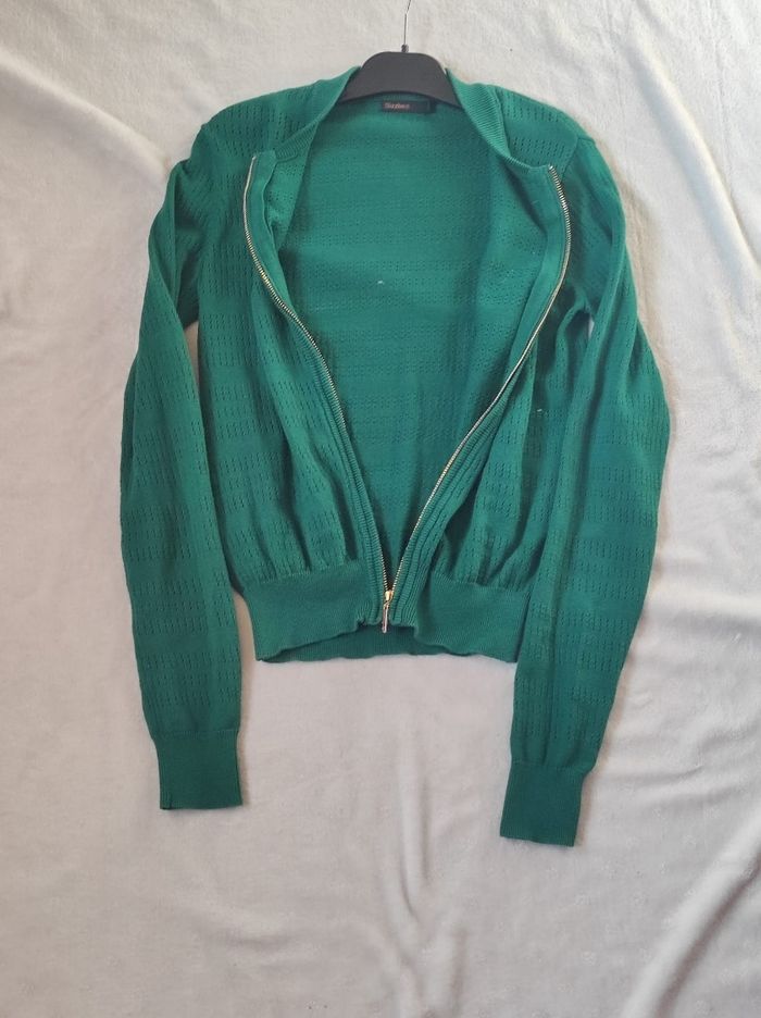 Cardigan zippé vert taille XS - photo numéro 4