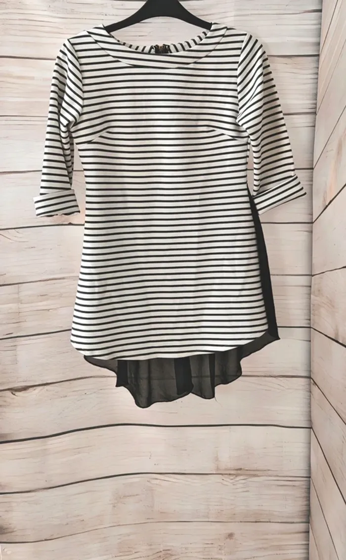 Haut femme rayé S/M – voile noir – sans marque