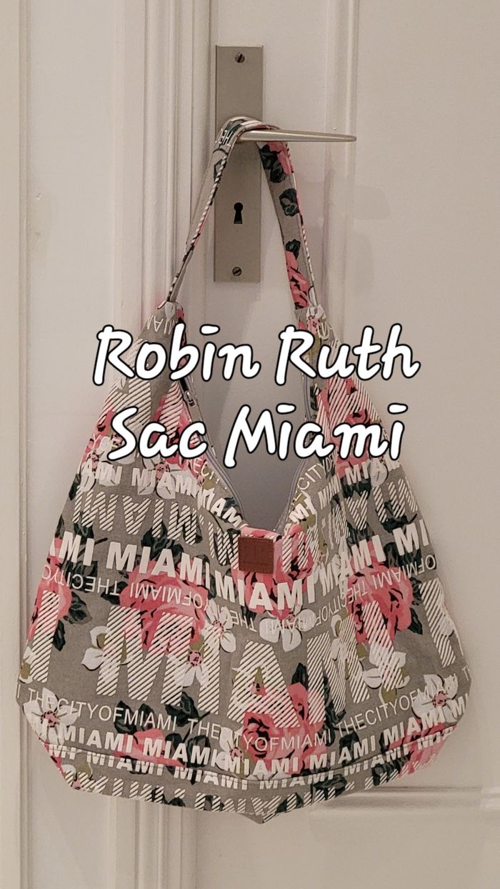 Robin Ruth Sac Miami -Porté Epaule&Fermeture Intégrale-Blanc, Lin&Motif Floral en TBE
