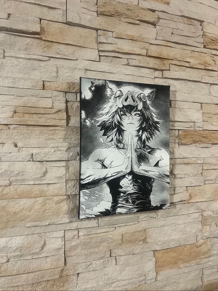Tableau Inosuke en posture méditative – Demon Slayer toile 30x40 cm - photo numéro 3