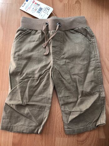 Beau pantalon léger kaki été T. 2 ans/92 cm garçon neuf avec étiquette