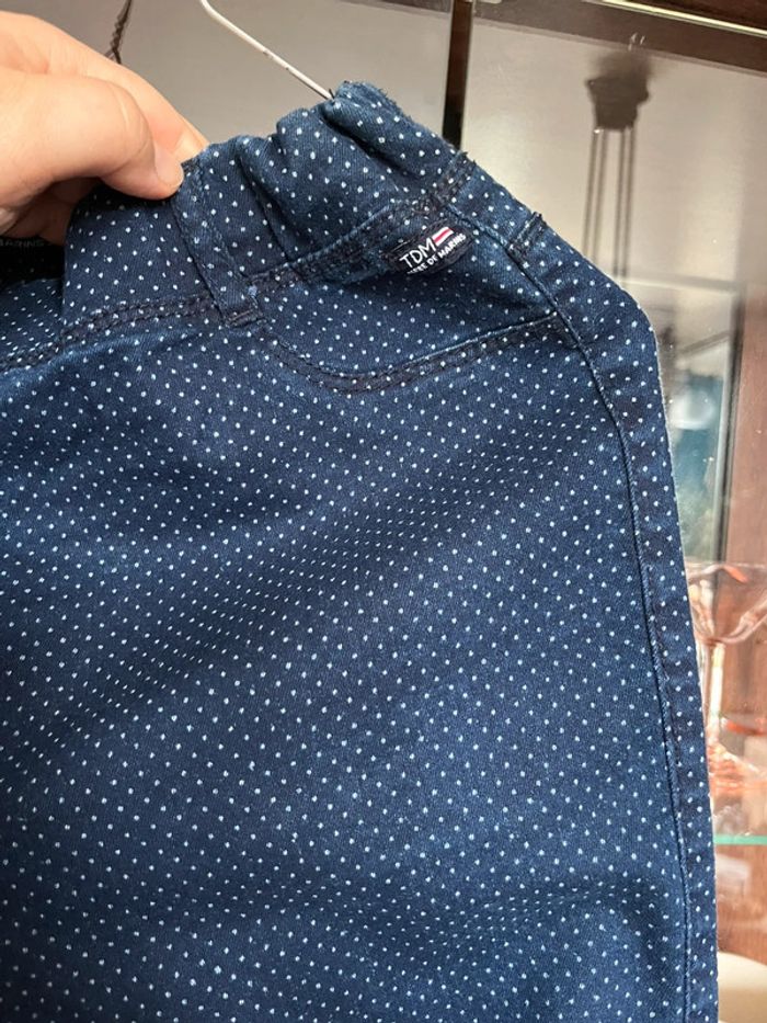 Pantalon slim T.38 Terre de Marins Marine à petits pois - photo numéro 4
