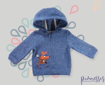Veste sweat zippée capuche molleton bleu rouge marron chien Du Pareil Au Même 12 mois 74 cm garçon