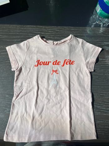 4 ans - tee shirt Jacadi rose pale jour de fête