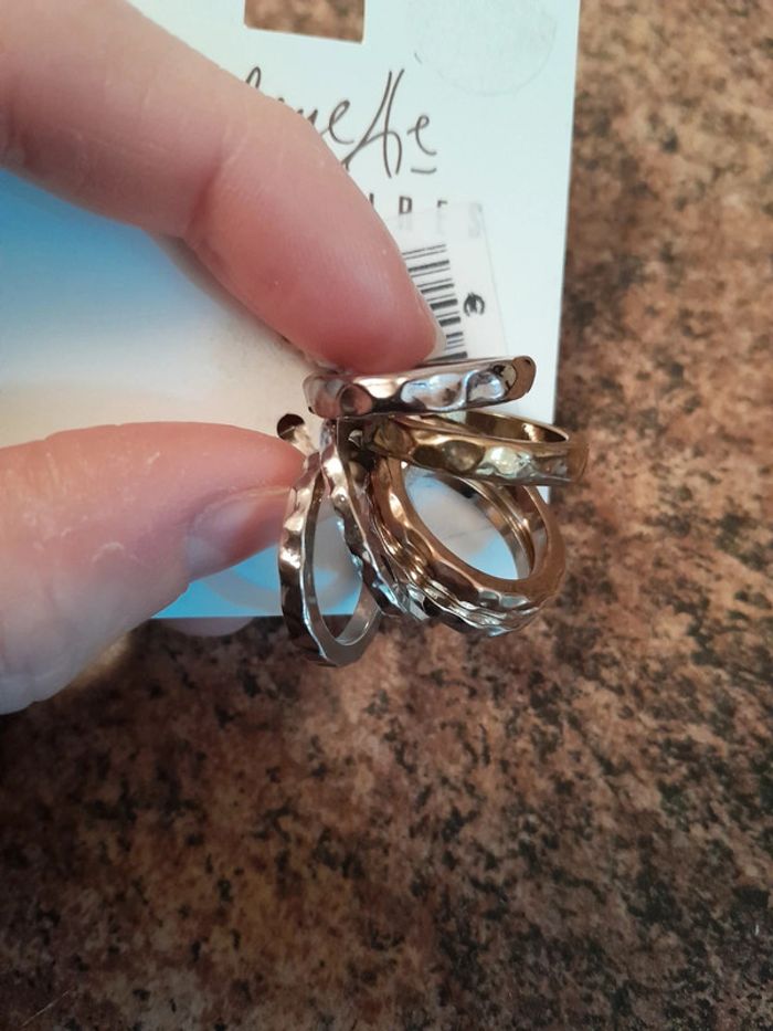 Magnifique lot 7 bagues vintage graphiques neuves - photo numéro 2