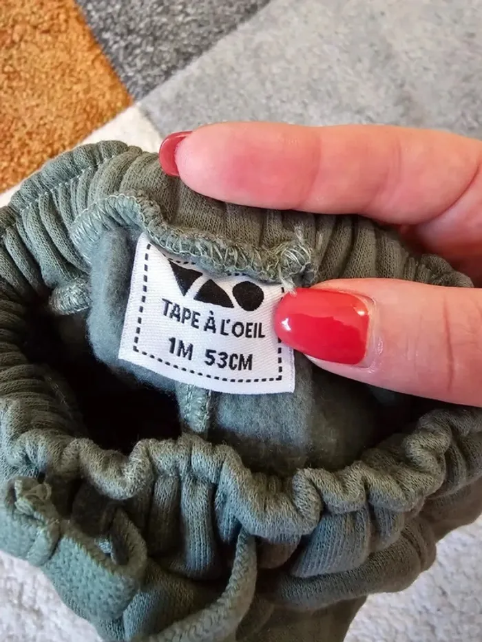 Pantalon de jogging bébé garçon taille 1 mois en fibres recyclées vert TAO - photo numéro 3