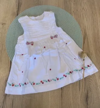 Magnifique Robe de cérémonie/baptême/mariage été blanche et coccinelle avec boomer - 12mois