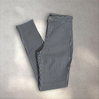 Pantalon taille haute imprimé pieds de poule taille 34