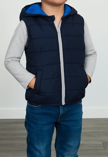 💙 Veste sans manches à capuche bleu marine taille 5 ans.