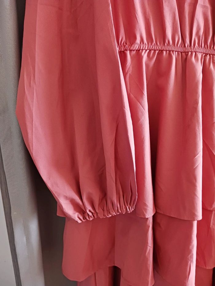 Robe rose saumon à volants Taille XL42 - photo numéro 2